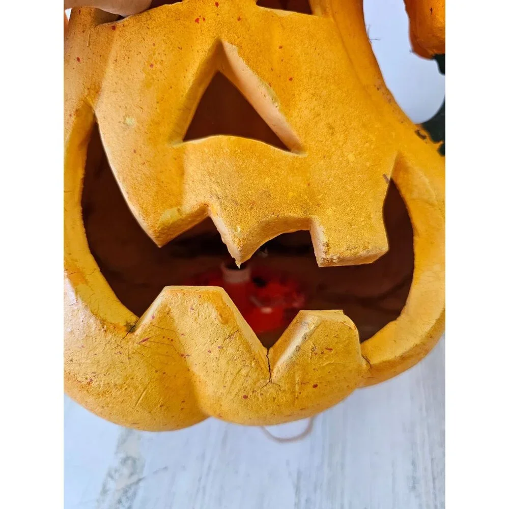 East West vintage gourd pumpkin curved light up as is Halloween fall decor large